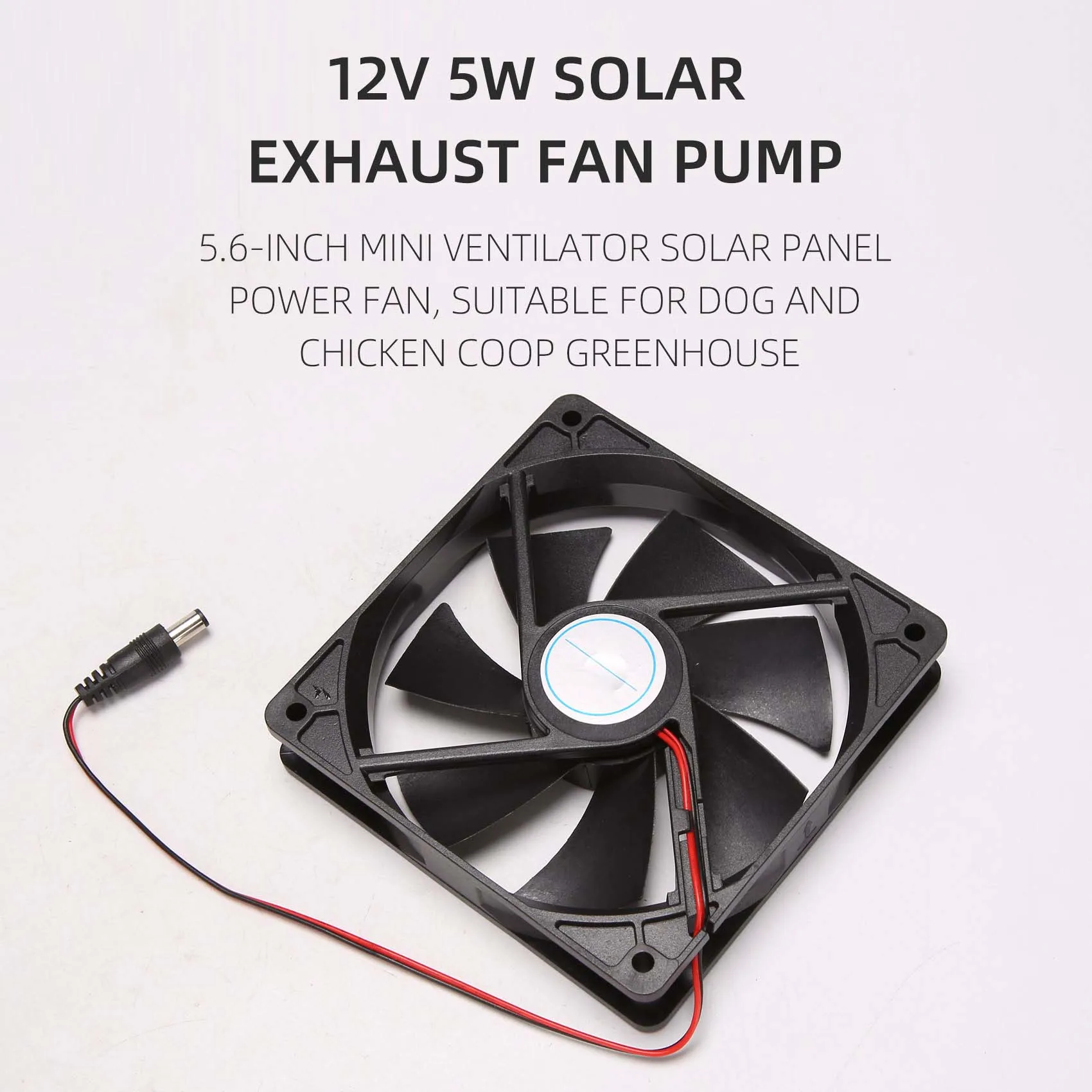 12V 5W Solar Exhaust Fan Air Extractor 5.6Inch Mini Ventilator Solar Panel Powered Fan for Dog Chicken House Greenhouse