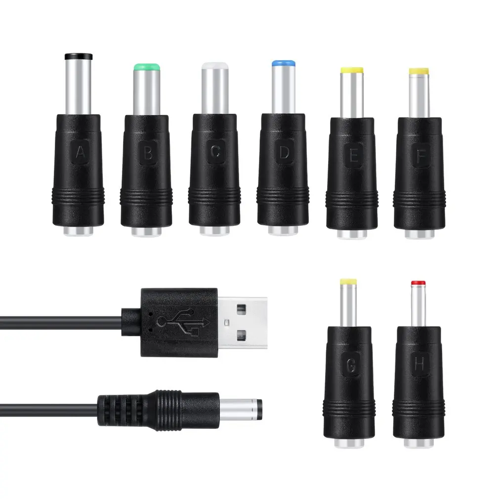 

8-in-1 Charging Cable 5.5*2.1mm Connector DC Charging Multifunctional Power Cord USB To 5521 DC Plug Male 5V Charger Power Cable