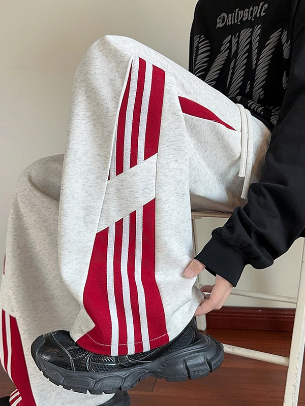 

Мужские спортивные брюки в стиле пэчворк, свободные, весна-осень, модные, с широкими штанинами, длинные