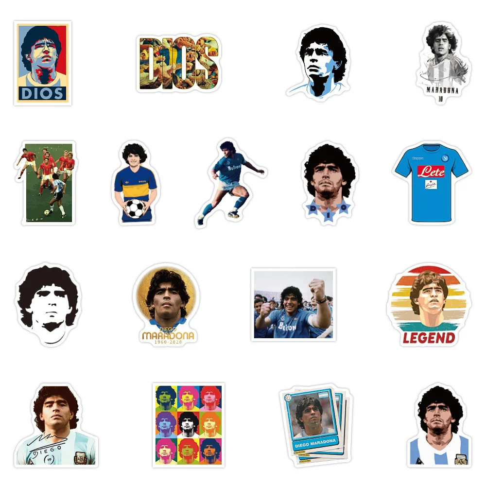 10/30/50PCS Cartoon Football Star Maradona Sticker bagaglio Laptop IPad Skateboard Journal chitarra adesivo impermeabile all\'ingrosso