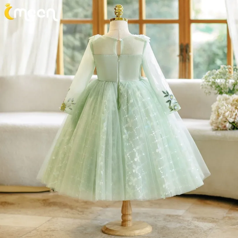 Hochwertiges Mädchen-Geburtstags-Prinzessinnenkleid, grünes Kleid für Klavierauftritte, Kindergarten-Veranstaltungen, Modenschau-Kleid A5069 – Detail 6