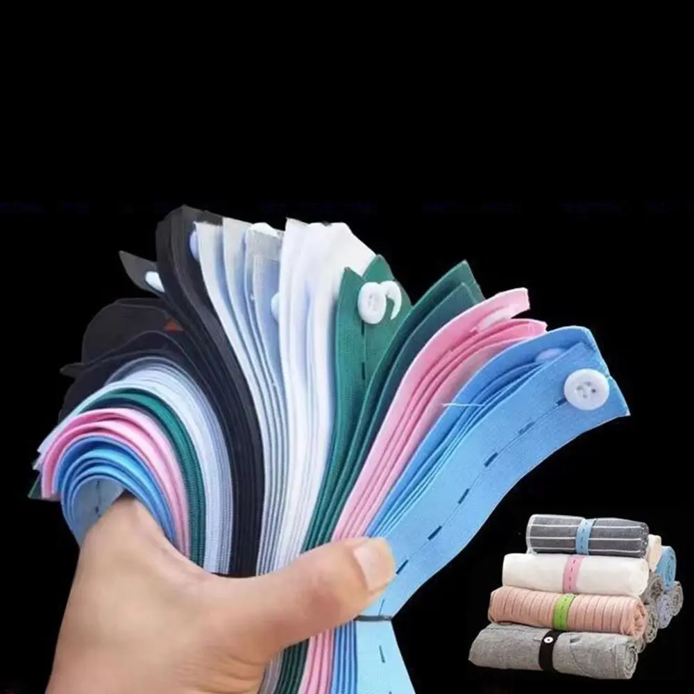 

10/30Pcs DIY Craft Sewing Garment Elastic Bands Nylon with Button Hole Roll-up Space Saver Multipurpose Folding Clothes Band