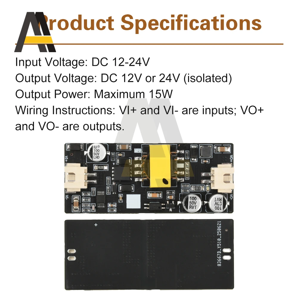 DC-DC Isolated Power Supply Module 12-24V Input 12V 24V Output 15W High Efficiency Industrial Power Conversion Board