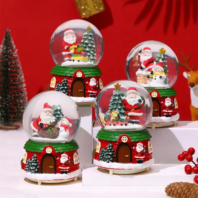 Christmas LED Musical Snow Globe Cute Water Globe Music Ball Cartoon Christmas Decoration Battery Powered Crystal Balls supplies