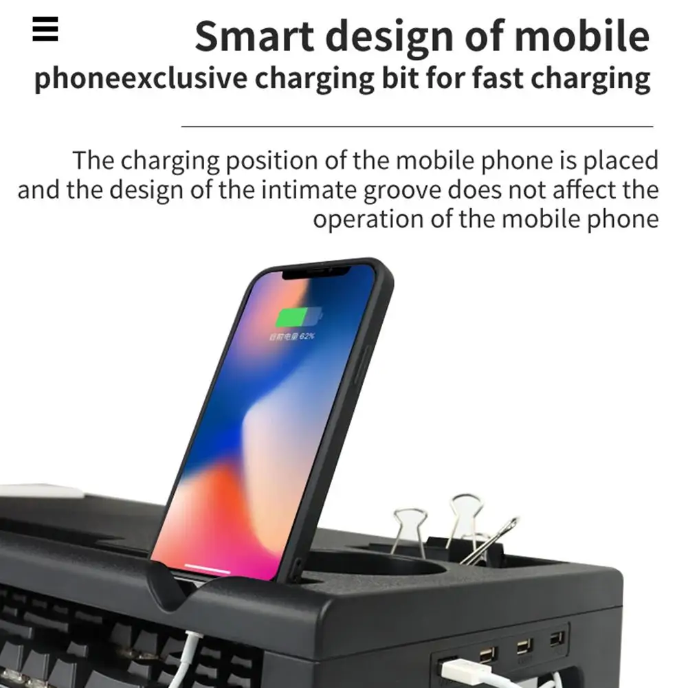 Monitor de computador Stand Riser com hub USB, extensor de carga rápida, prateleira aumentada, organizador de mesa para laptop, pc, impressora