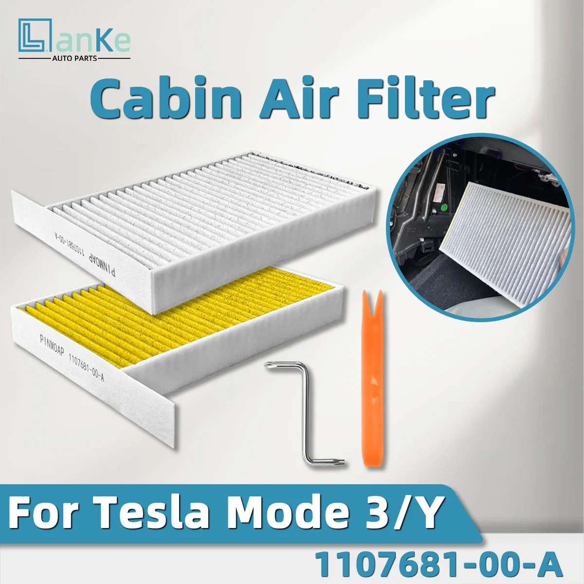 Lanke Cabin Air Filter Kit Built-in Filter Fit For Tesla Model 3 Model Y,1107681-00-A,1107681-00-B,CAF10080C,CF12774,FP25015