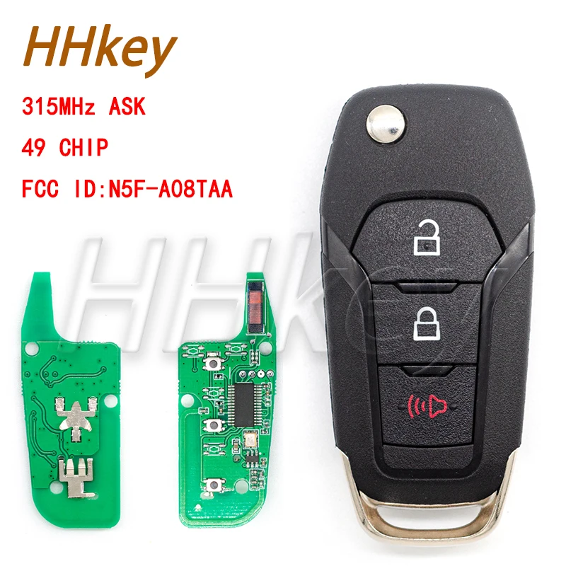 

HHKEY 2015 - 2019 F150 F250 F350 F-450 F-550 Explorer Ranger STX ASK 315MHz Remote Key FCC ID:N5F-A08TAA (No Concave Position)