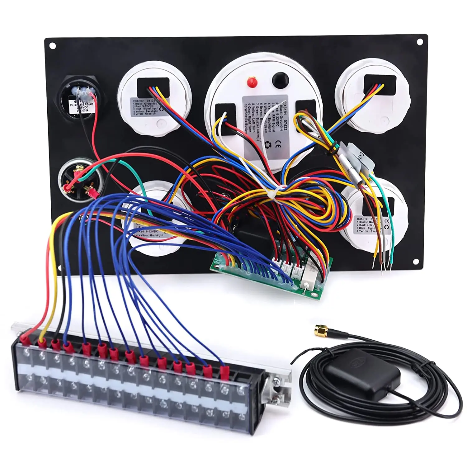 5-fach Multifunktions-GPS-Tachometer-Set mit schwarzem Zifferblatt für Boote