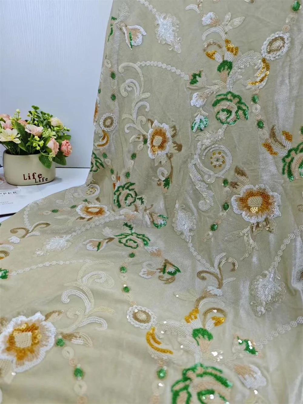 Black nigeran velvet lace fabric 2025 african velvet embroidery sequin lace high quality african party dress for 5yards