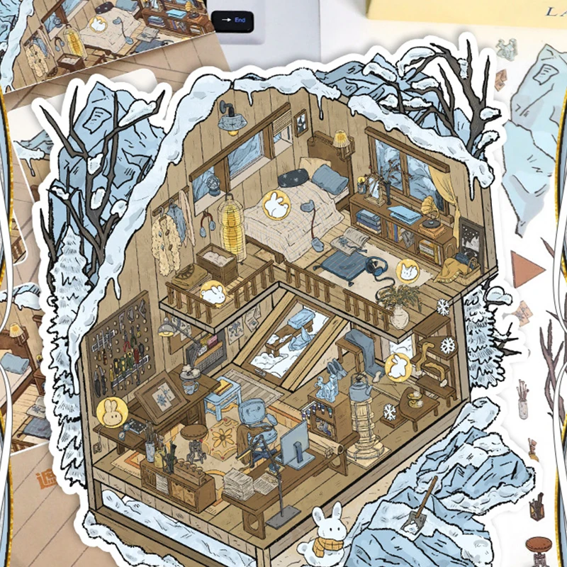 Plus Size 3D Cartoon Castle Town Paesaggio Adesivo Scena Giocattolo fai da te Gioco Adesivo Festival Regalo di compleanno per bambino Bambina