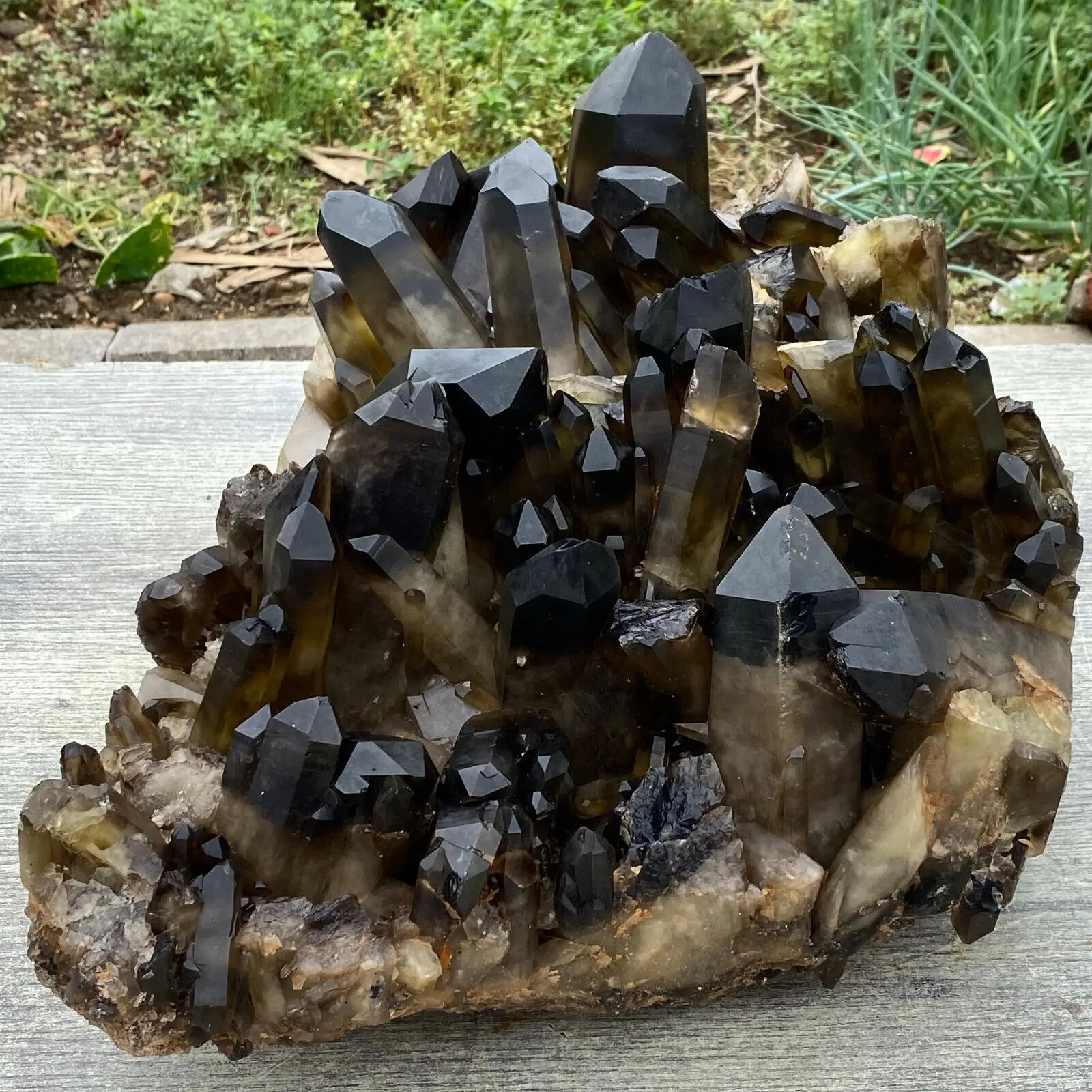 Natural Black Quartz Crystal Cluster Mineral Specimen Reiki Healing Home Office Decoration Meditation Gem