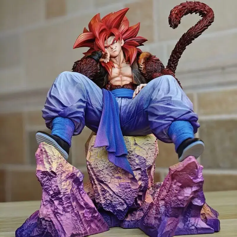 Dragon Ball Sitting Pose Super Saiyan 4 Gogeta Anime Action Figures Model Ornament Collection Static Statue Trendy Toy Boy Gift
