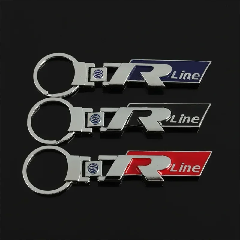 Rline Logo Car Keychain Key Chain Auto Emblem Key Ring Accessories For Volkswagen R GTI Polo Passat Magotan Tiguan Jetta CC Bora