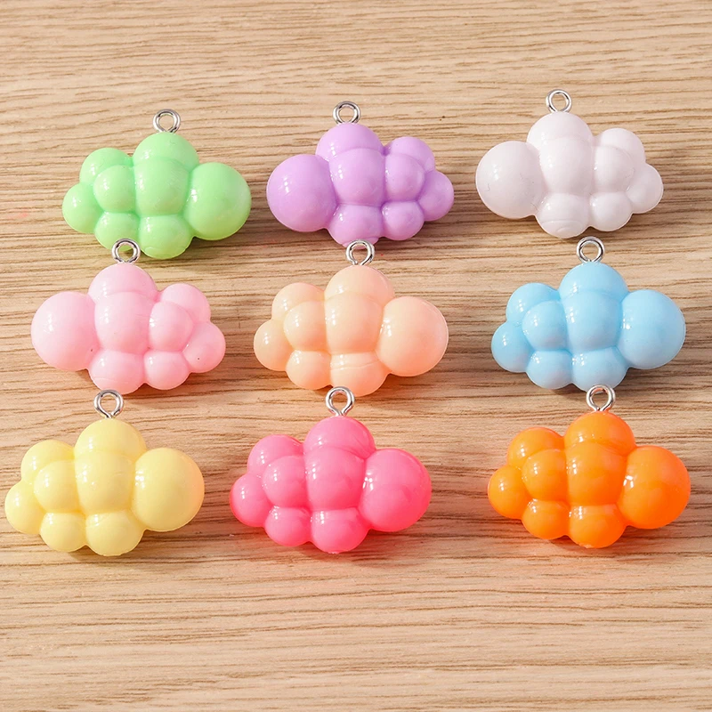 10pcs 26x21mm Cute Colorful Resin Clouds Charms Pendants for Jewelry Making Earrings Necklaces Bracelets DIY Crafts Accessories