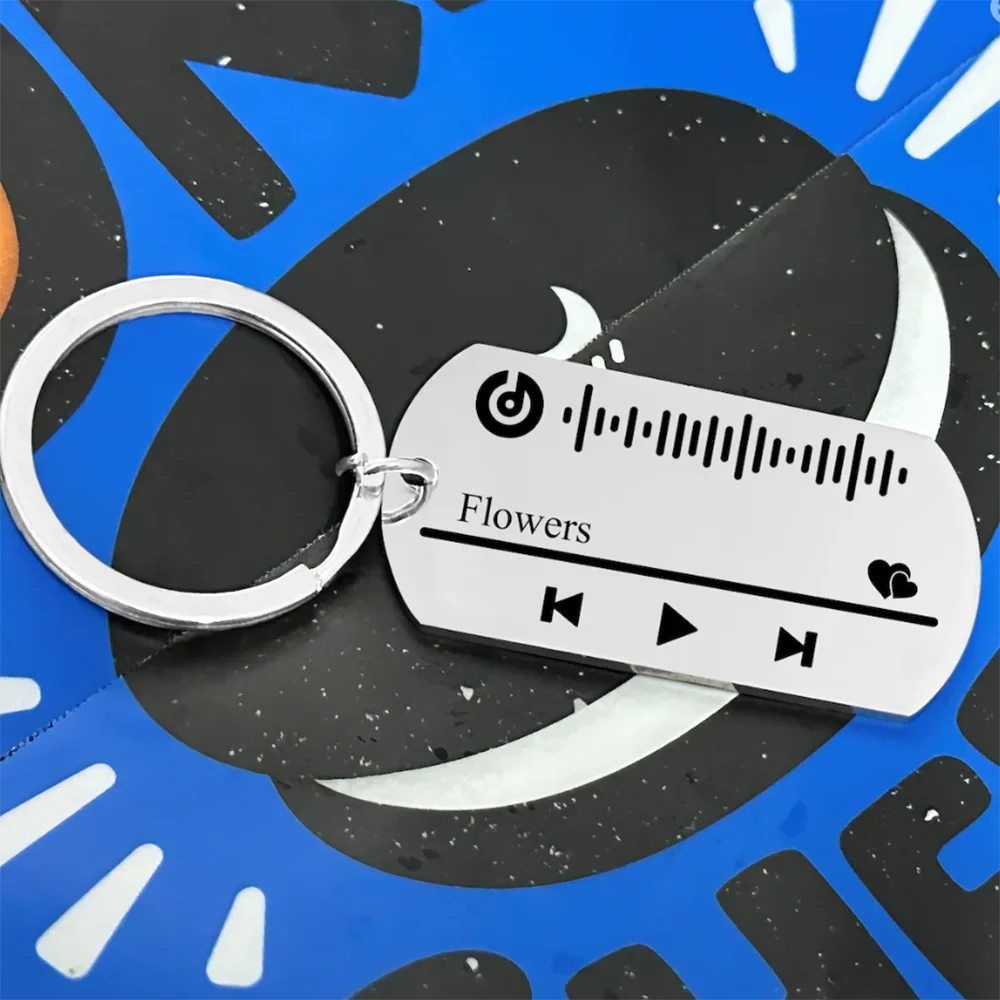 Personalized And Customized Music Code keychain, Laser Carved Music Songs, Find Unique Songs in Your Heart, Exquisite keychain