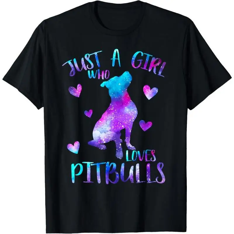 

Just a Girl Who Loves Pitbulls Shirt Cute Galaxy Dog Lover Tee 2025 Gift for Pet Owner Women Dog T-Shirt Colorful Graphic Top