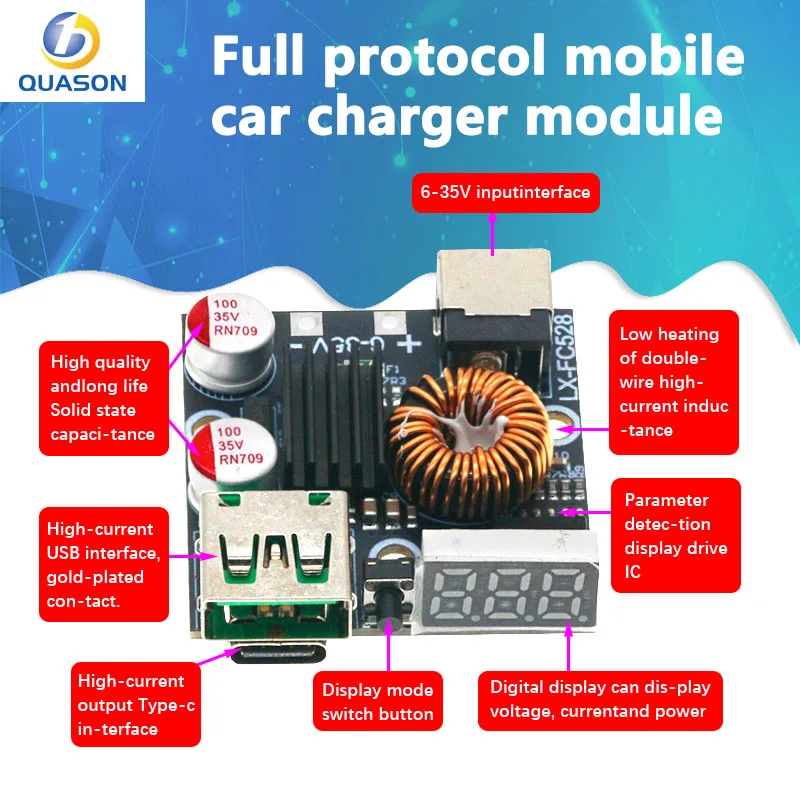 65W Full Protocol Mobile Phone Fast Charging Module PD Fast Charging Board QC4.0 3.0 For Huawei iPhone Flash Charging