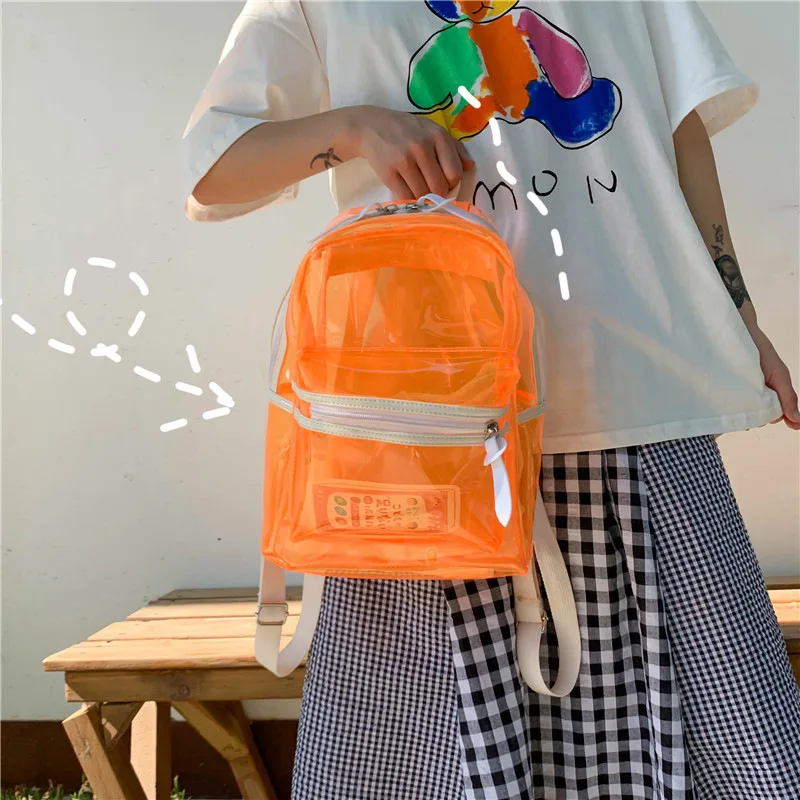 

Рюкзак для студентов, школьная сумка, модный тренд, женский уличный пляжный водонепроницаемый рюкзак, прозрачная желейная сумка, водонепроницаемое расширение