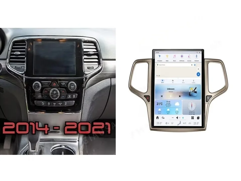 14.4 inch Scherm Multimedia Speler Radio Voor Jeep Grand Cherokee 2010-2014-2021 CarPlay Auto GPS Navigatie Android 13 Head Unit