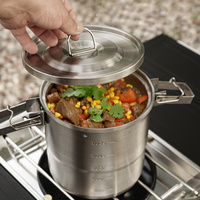 3L Outdoor Equipment Camping Picnic Cookware Set Hanging Portable Cooking Pot 304 Stainless Steel Tableware Cookware Traving