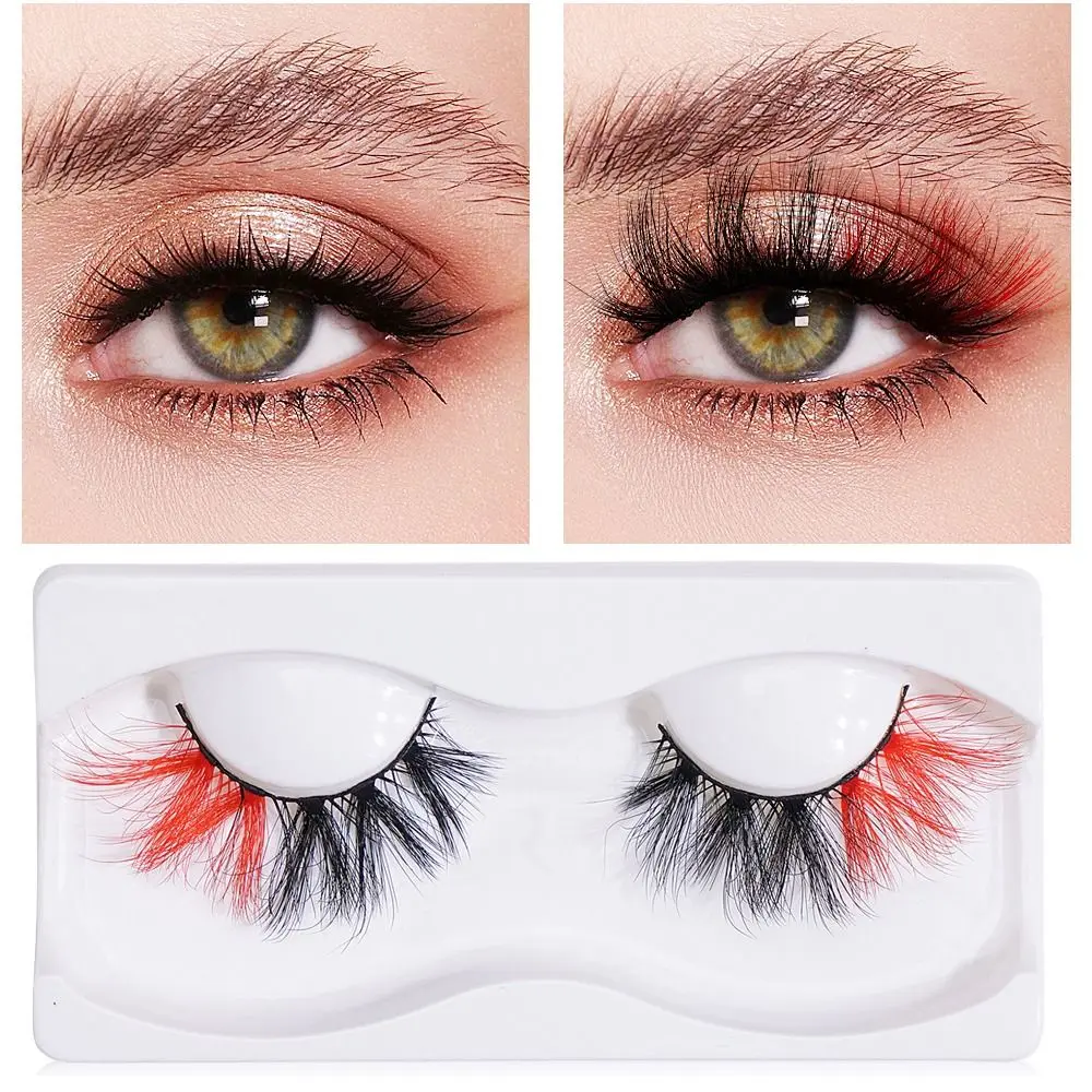 Natural Soft Fake Eyelashes Makeup Tool Party Women 3D Colorful Eyelashes Lashes Extension Mink Lashes Colored Lashes