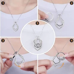 Waterdrop Ring Holder Necklace,Ring Keeper Necklaces Geometric Pendant Bride Wedding Engagement Saver