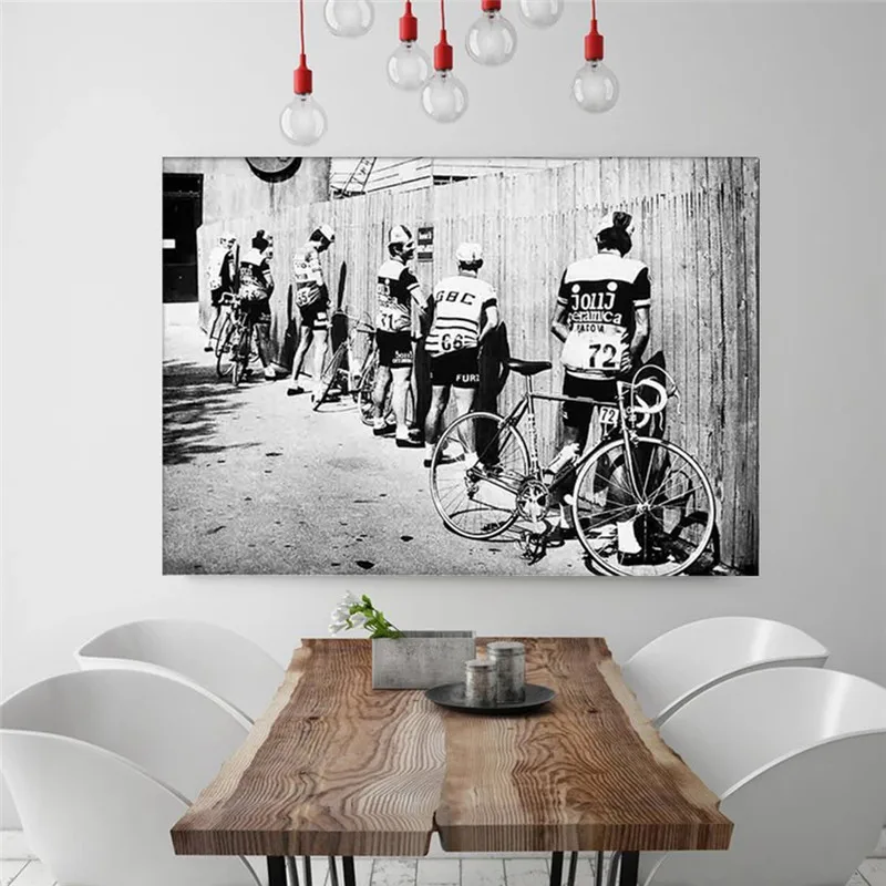 Póster en lienzo Vintage para montar en bicicleta en blanco y negro, póster para decoración de baño, decoración de pared de carretera