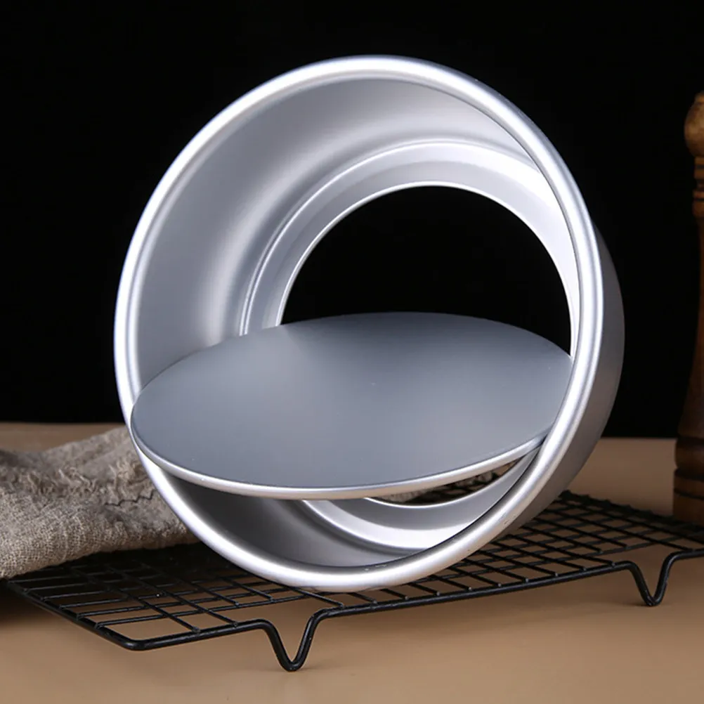 Aluminum Cake Mold Round Shaped Non-Stick Live Bottom Crimped Edge Easy Demould Clean Dry Fast Heat Transfer for DIY Baking