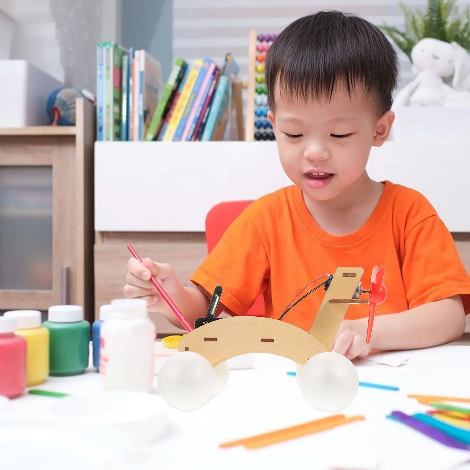 

Craft Boat Wooden Puzzle Toy Kids Diy Model Kit Handmade Vehicle Wind Boat Educational Science Material Creativity