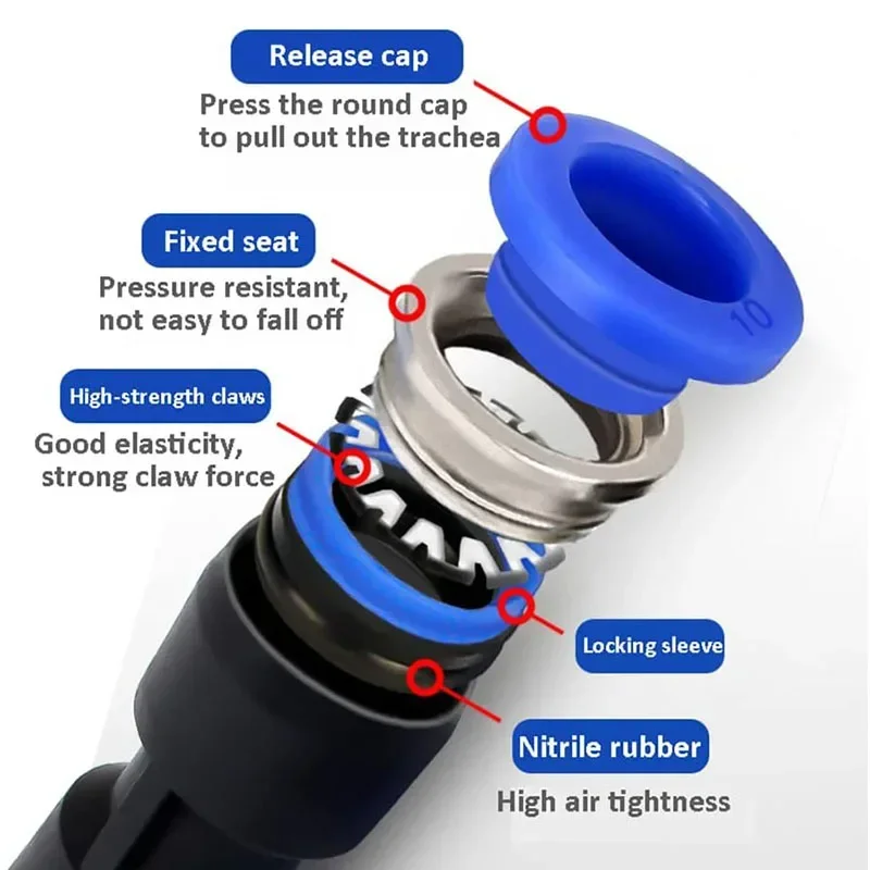 50/100/500PCS Pneumatic Fittings Plastic Tube Connector PU PG PV 4mm 6mm 8mm 10mm 12mm 14mm 16mm Air/Water Hose Quick Connector