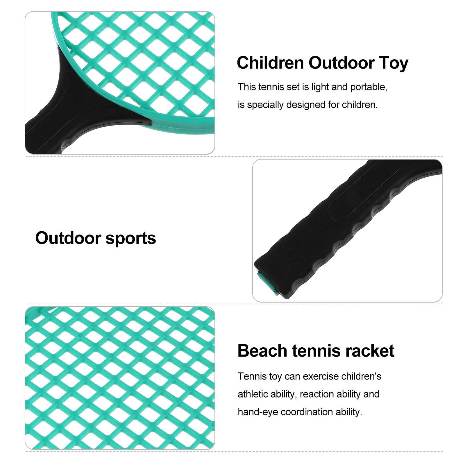 

2pcs Children Tennis Kids Beach Toy Lightweight Soft PP Size Outdoor Sports Toy Large Racket Area Fun Play Tennis