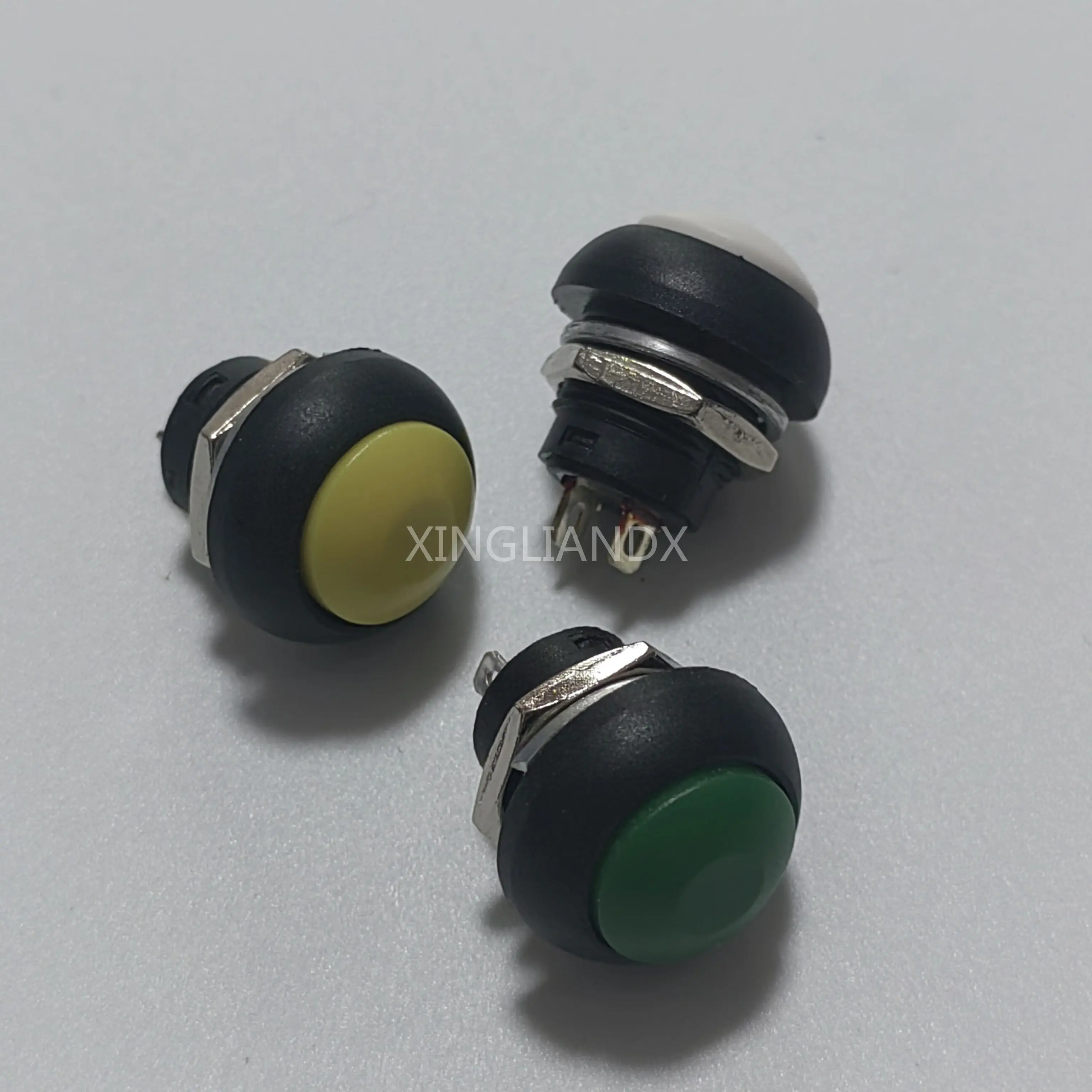 PBS-33B 2PIN 12 مللي متر تيار مستمر التيار المتناوب 3A/125 فولت 1A/250 فولت البلاستيك جولة الذاتي إعادة تعيين مفاتيح زر قفل