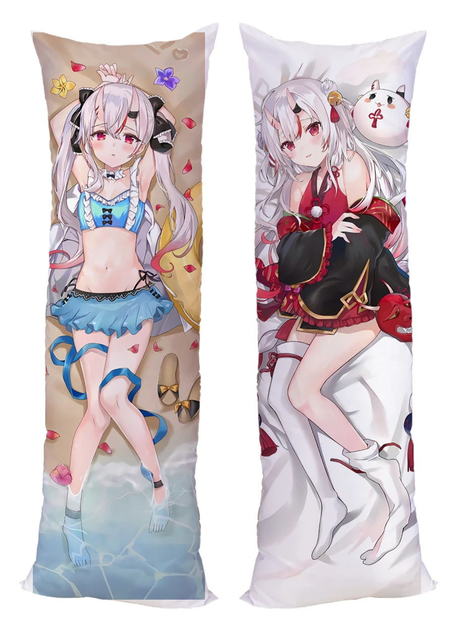 Newly Design Dakimakura Anime Vtuber Nakiri Ayame Double Inugami Korone Pillow Cover Pillow Case Cushion with Hidden Zipper