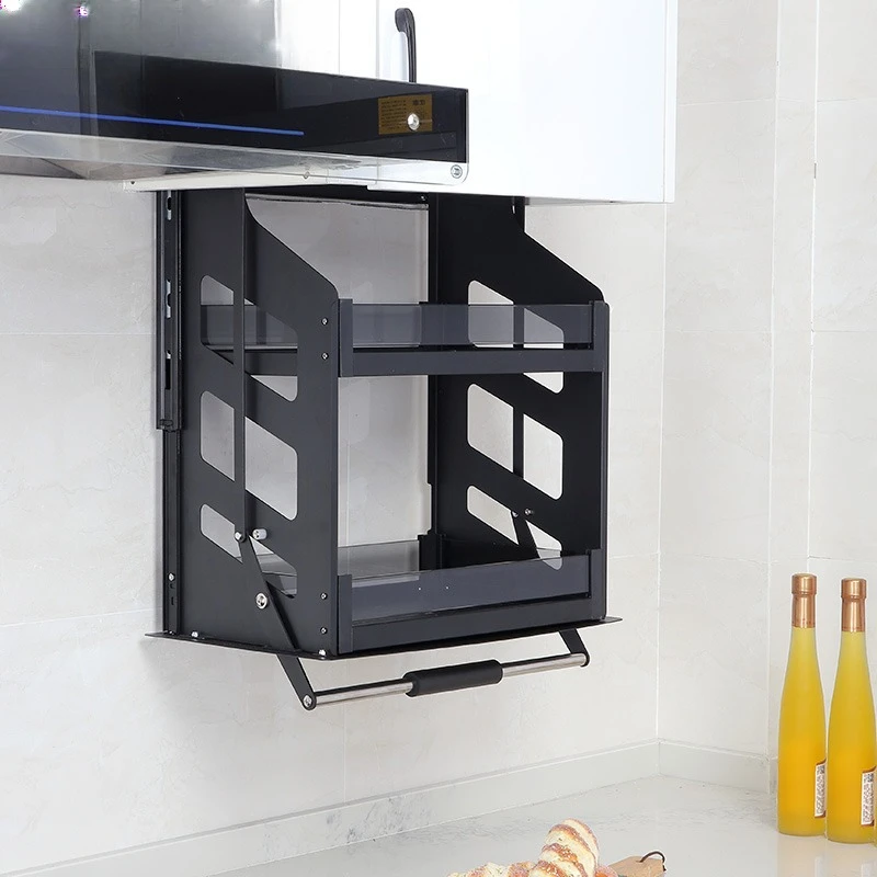 

Intelligent electric hanging lift basket kitchen cabinet vertical drop-down seasoning basket up and down buffer rack
