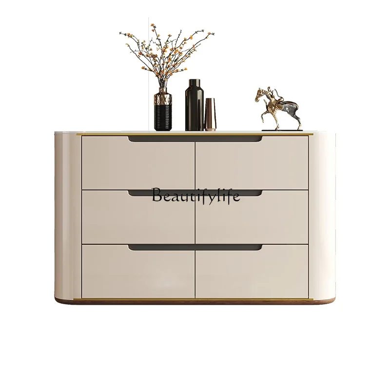 yj5Slate light luxury high-end modern simple living room tea cabinet Italian kitchen entrance cabinet