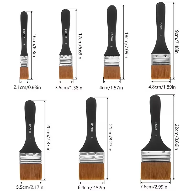 1PC Flat Paint Brush, Professional Nylon Bristle Brush with Ergonomic Handle, Wide Brush for Acrylic, Watercolor, Oil Painting,