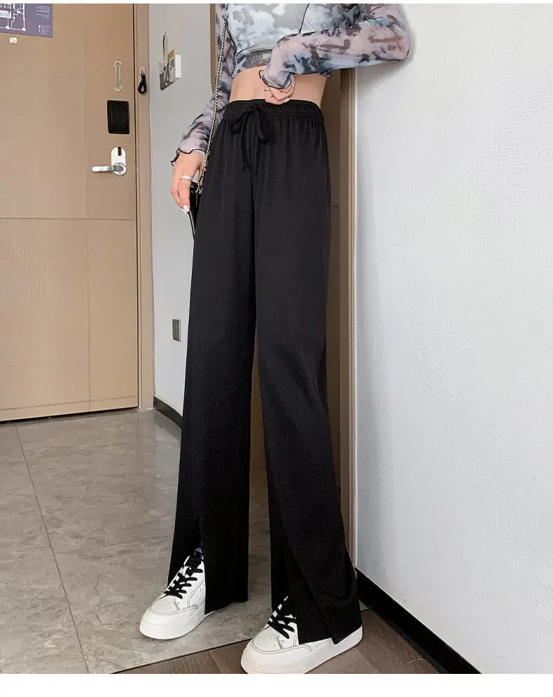 

Брюки женские для бега в стиле хип-хоп, уличная одежда, модные модные брюки с манжетами на шнурке, городская посадка, повседневные свободные брюки Y2k, стиль Ins