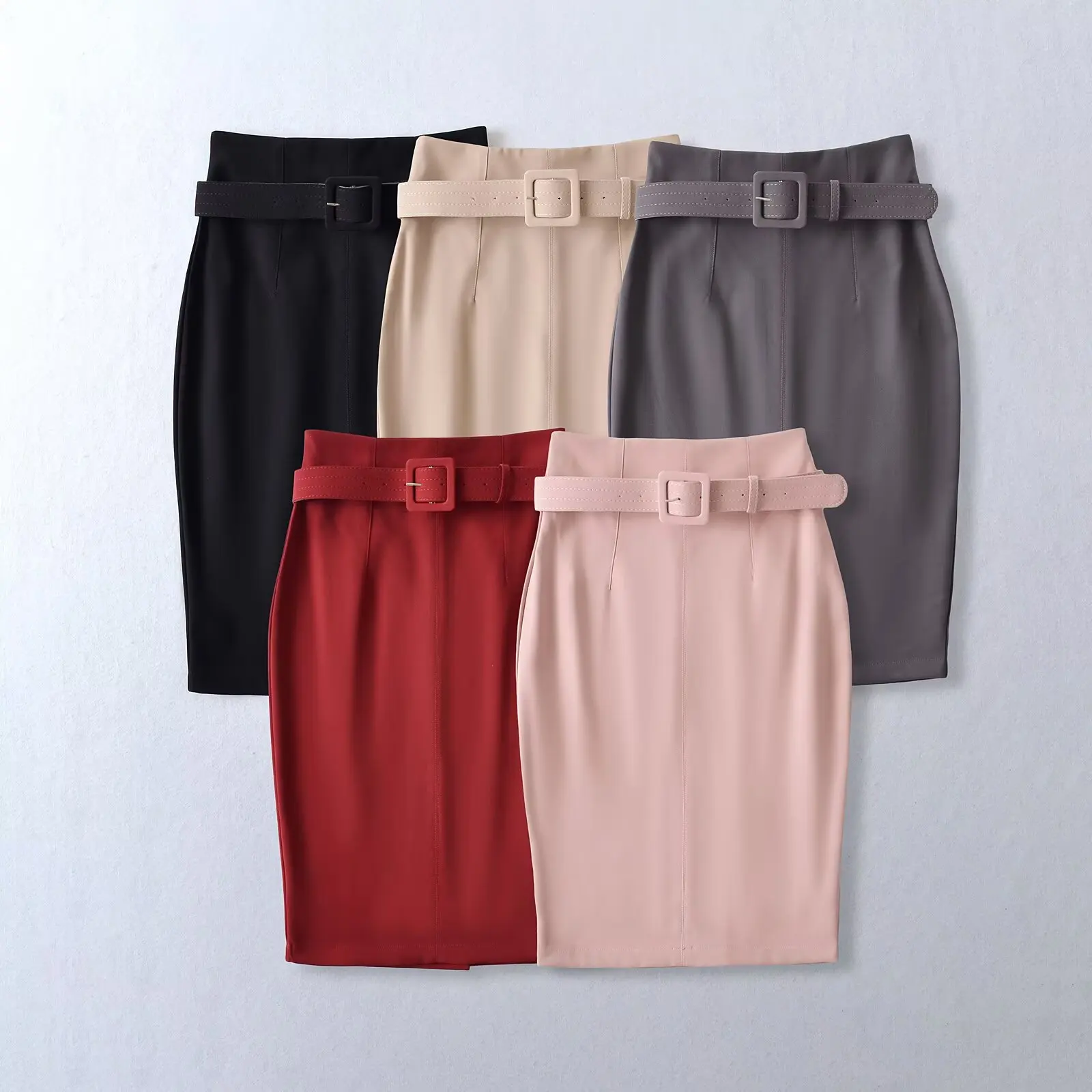 

Сладкий и пряный костюм для девочек с высокой талией и поясом, профессиональная облегающая юбка в стиле вестерн с высокой талией и разрезом