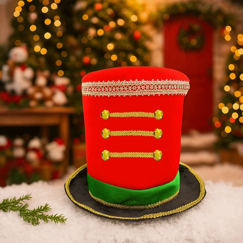 Plastic Christmas Welcome Hat Checkered Cosplay Glitter Sequin Christmas Hat Ornaments Comfortable Christmas Party Cap New Year