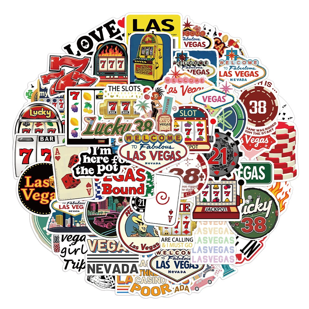 

10/30/50pcs Famous City Las Vegas Stickers Cartoon Graffiti Sticker Scrapbooking Phone Luggage Bike Decals Decoration Supplies
