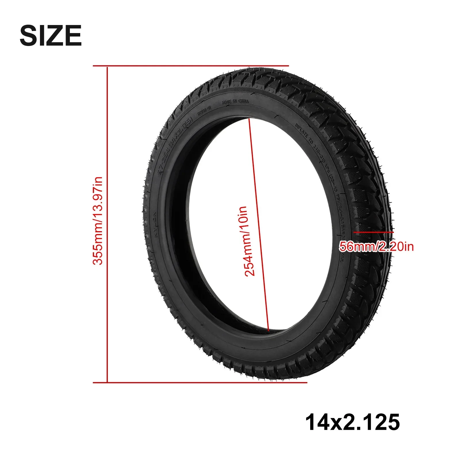 14 Inch Electric Scooter Tyre 14x2.125(57-254) Tubeless Tire For Electric Bike Tubeless Tyre Wearproof Not Easy To Deform Parts