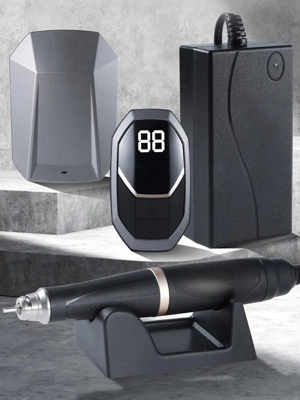 Mini Electric Engraver Pen with Wireless Foot Pedal 50000RPM Brushless Portable Jade Stone Carving Tool QZ-WS609