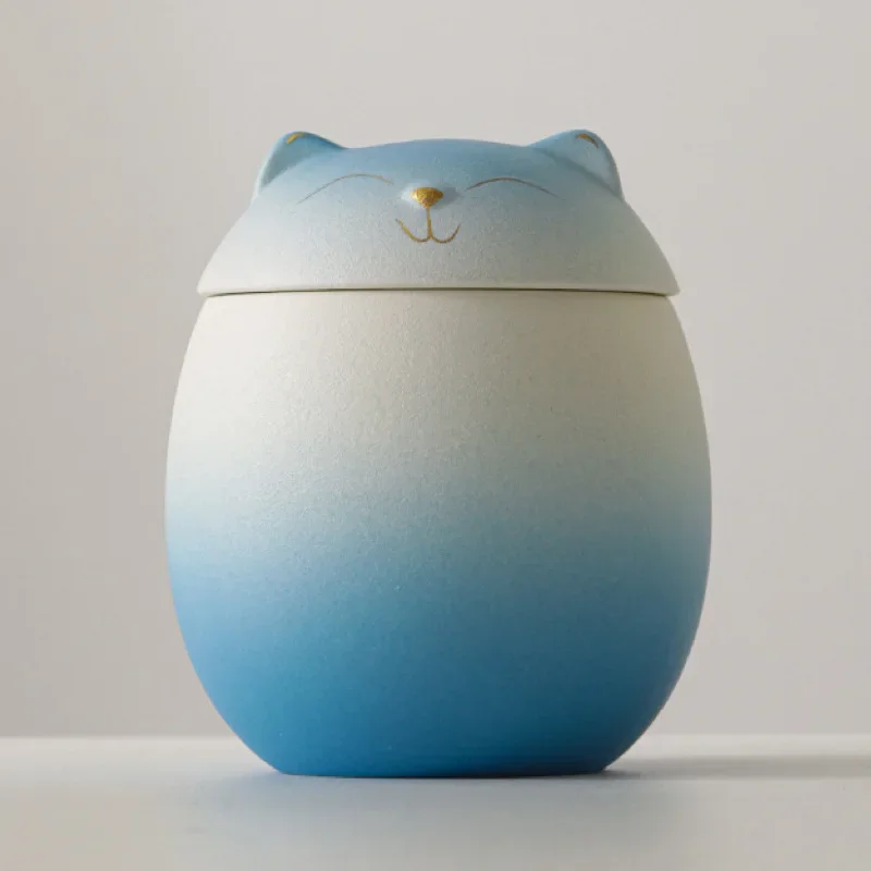 Urn for Pet Ashes, Cat Shape Memorial Cremation Urns, Handcrafted Black, Decorative Urns for Funeral Dog, Ceramic Sealed Jar