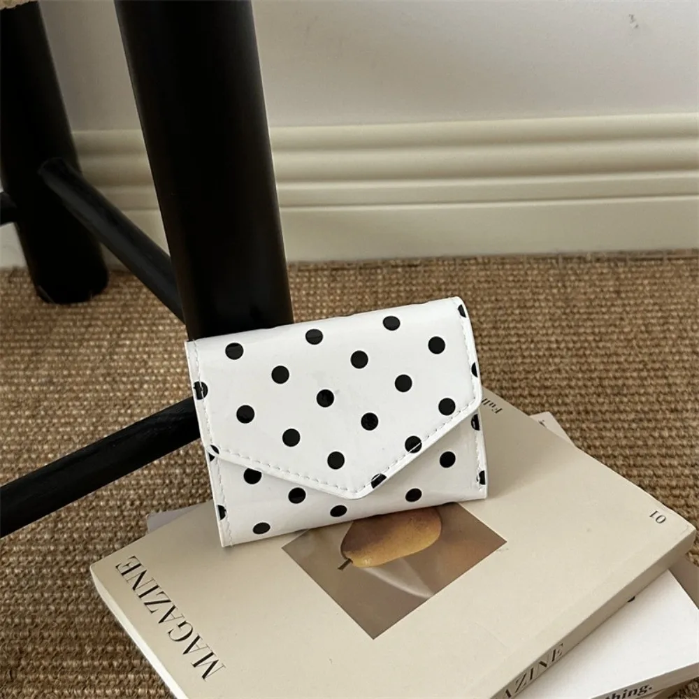 Compact Polka Dot Wallet Smooth Surface Wear Resistant Coin Clutch Purse Multiple Slots Zipper Women's Card Holder Daily Use