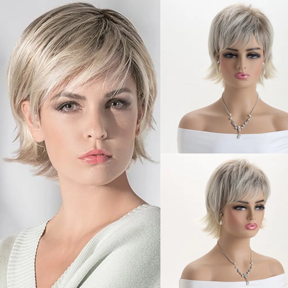 

10-Inch Gold Natural Synthetic Wig for Women Short Curly Heat Resistant Daily Party Hair Wig