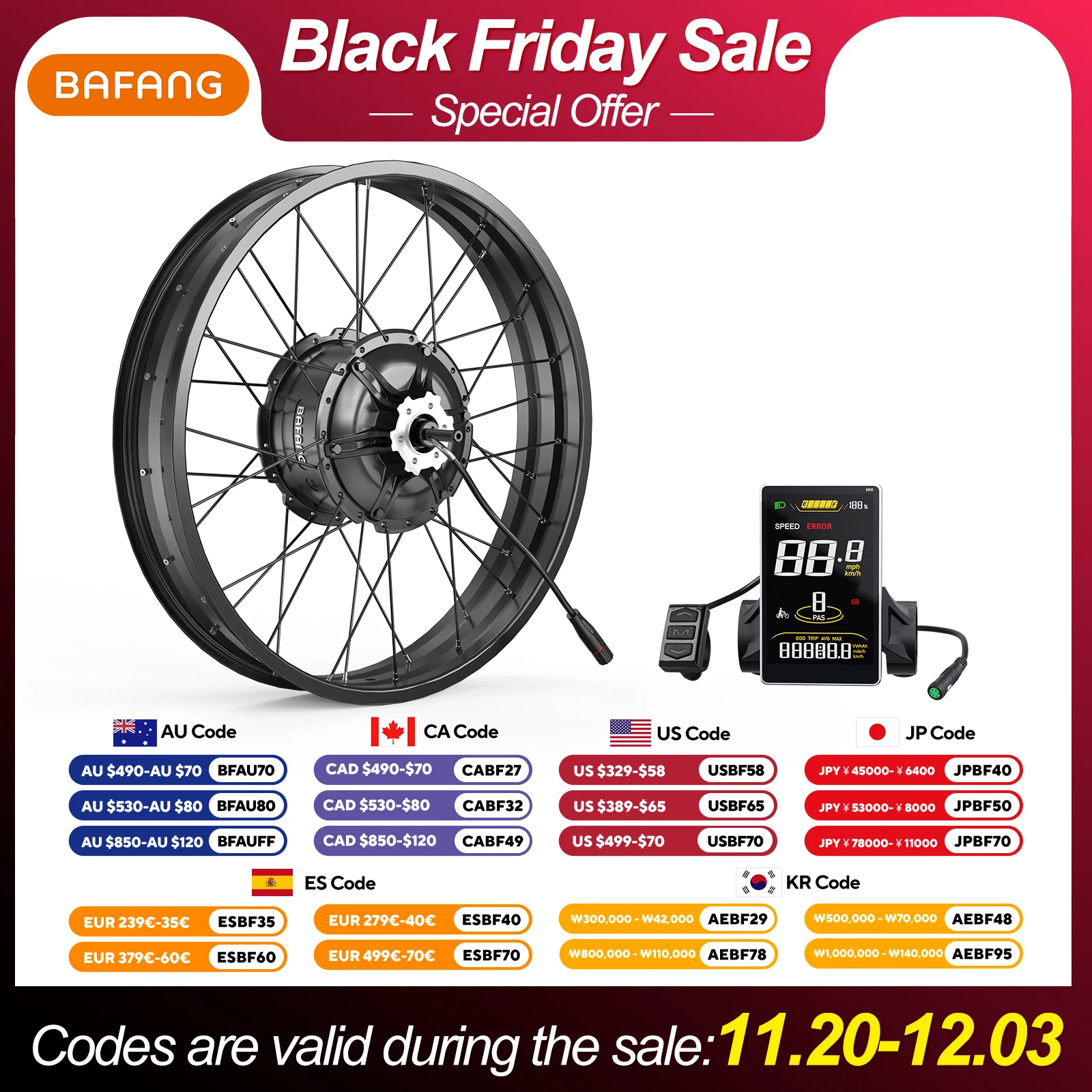 

Bafang 48V 1000W Rear Hub Motor G062.1000.DC Electric Bike Conversion Kit With Disc Brake For 20 26 inch Fat Bike Electronic Kit