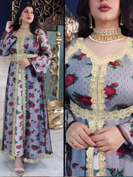 Eid Embroidered Abaya Dress Women Eid Mubarak Middle East Dubai Turkey Moroccan Kaftan Party Robes India Islamic Clothing