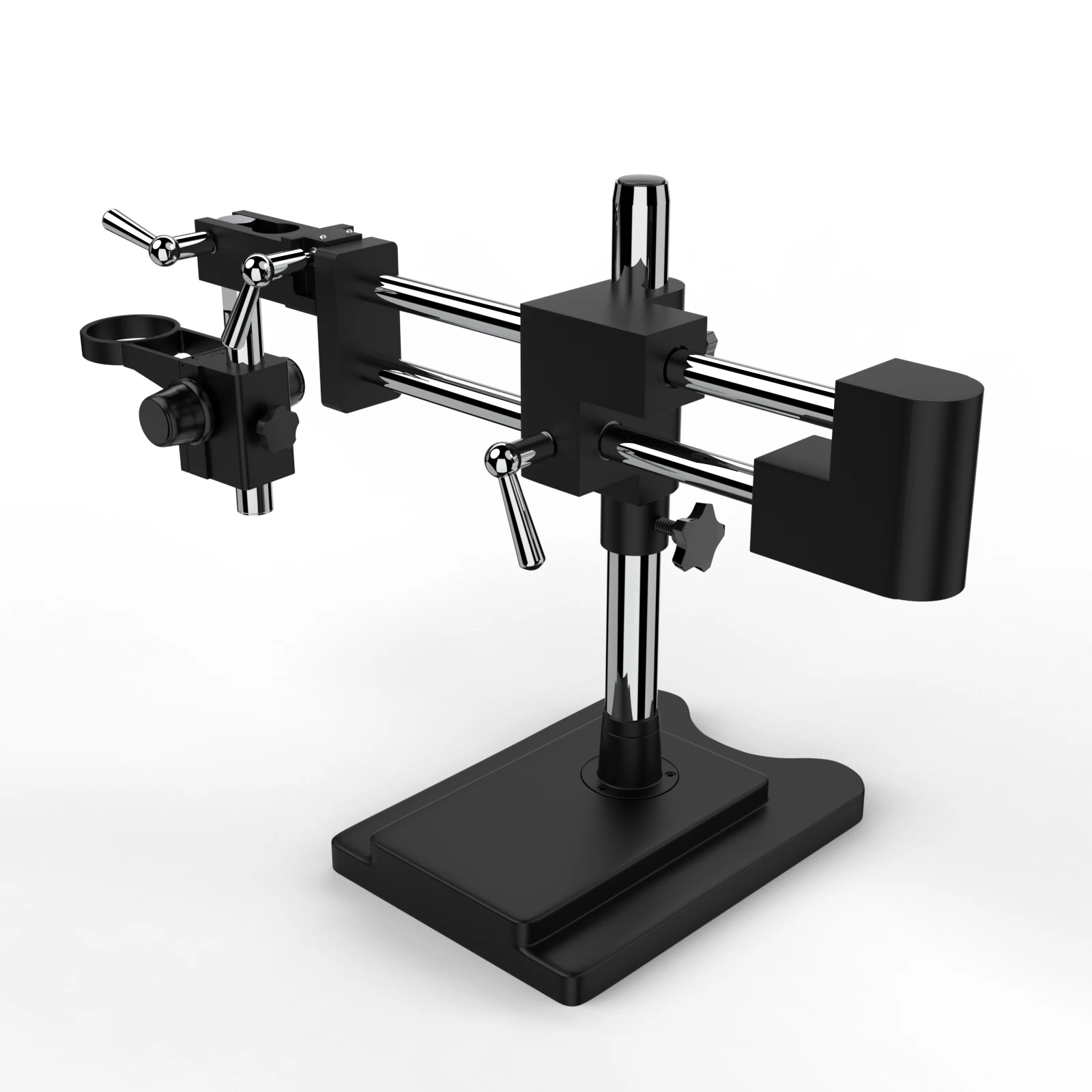 Supporto universale a doppio braccio sollevamento binoculare trioculare Stereo Zoom staffa per microscopio 76mm messa a fuoco PCB Industry