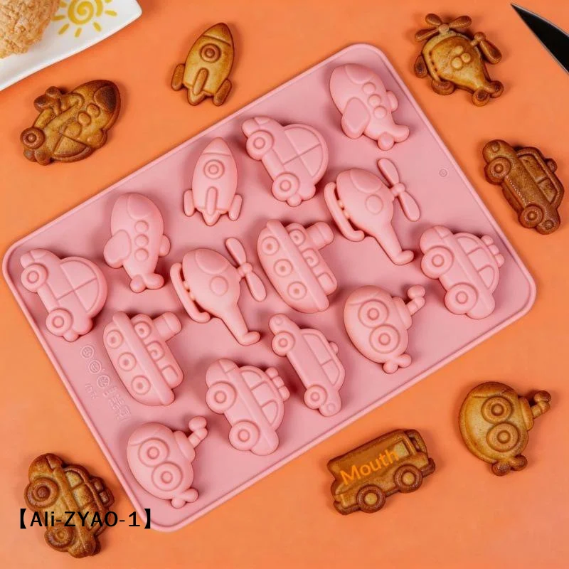 【O】Silicone Candy Molds Shaped As Cars Planes And Other Vehicles Chocolate Molds Cake Decorations For DIY Baking Molds