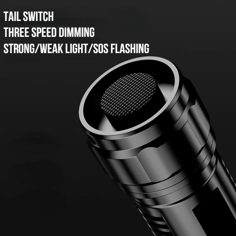 MINI LED Flashlight 3 Modes USB Charging Portable High-power Electric Torch Outdoor Camping Waterproof Emergency SOS Lamp